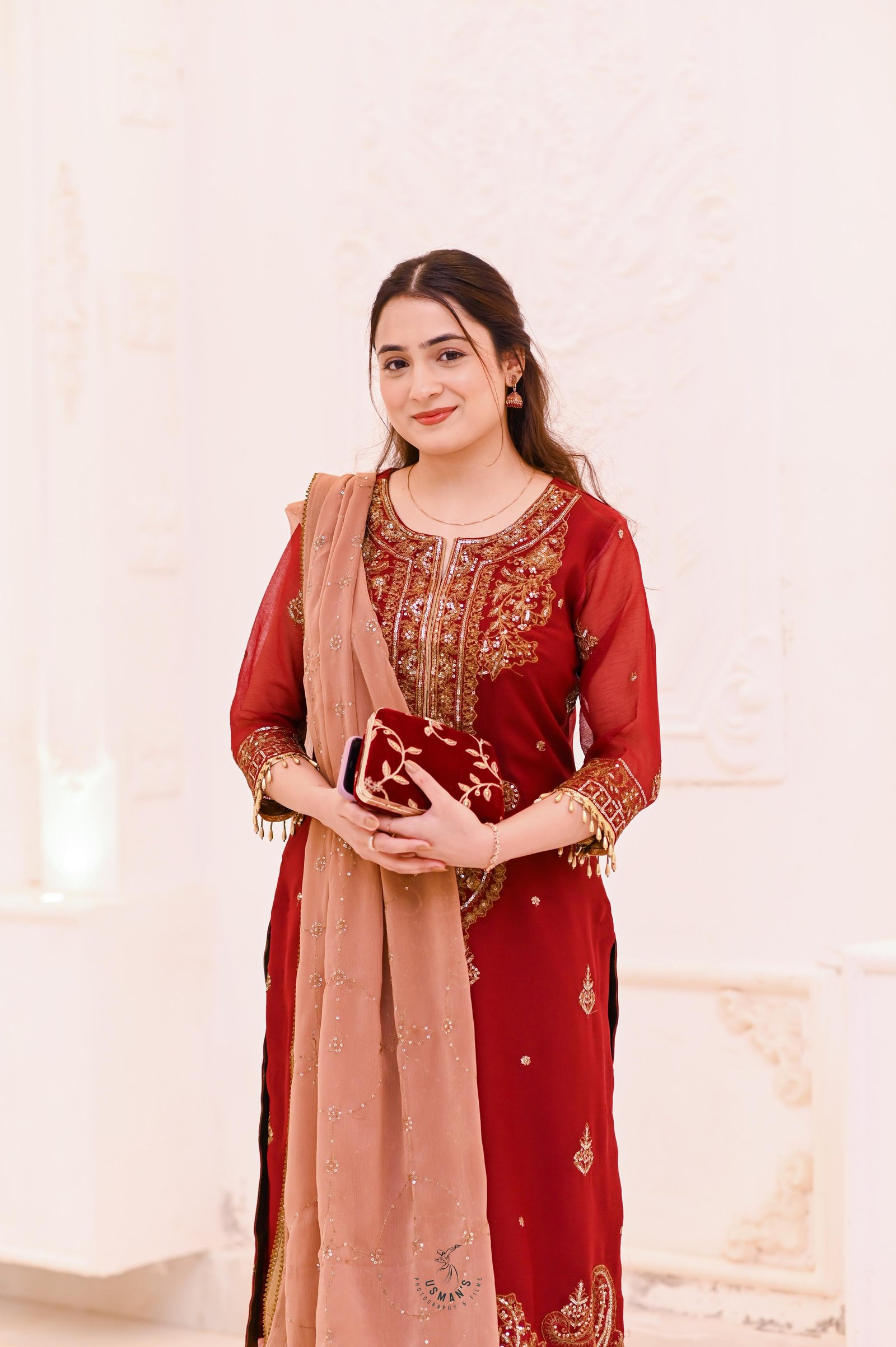 Ayesha in her red embroidered outfit